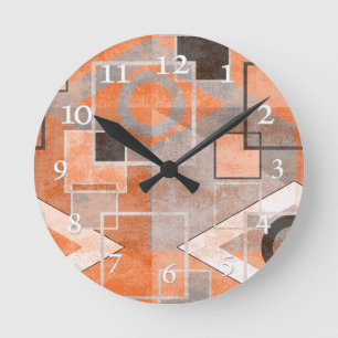 Geometrisch oranje grijs glanzend, stijlvol ronde klok