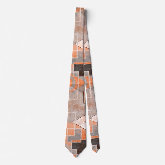 Geometrisch oranje grijs glanzend, stijlvol stropdas (Voorkant)
