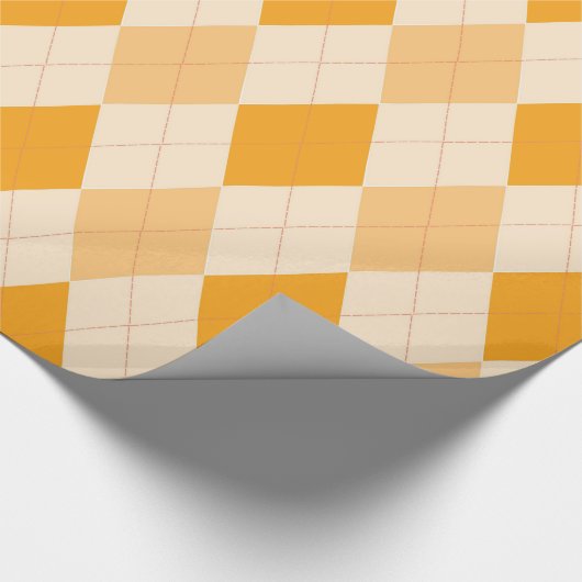Geometrisch Oranje ontwerp van Argyle Pattern Diam Cadeaupapier (Hoek)