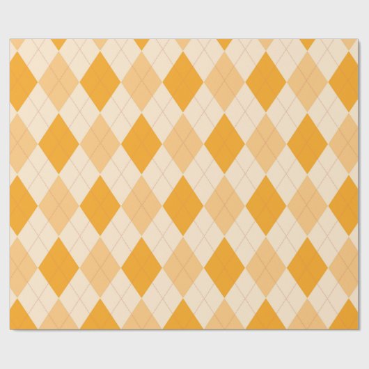 Geometrisch Oranje ontwerp van Argyle Pattern Diam Cadeaupapier (Vlak)