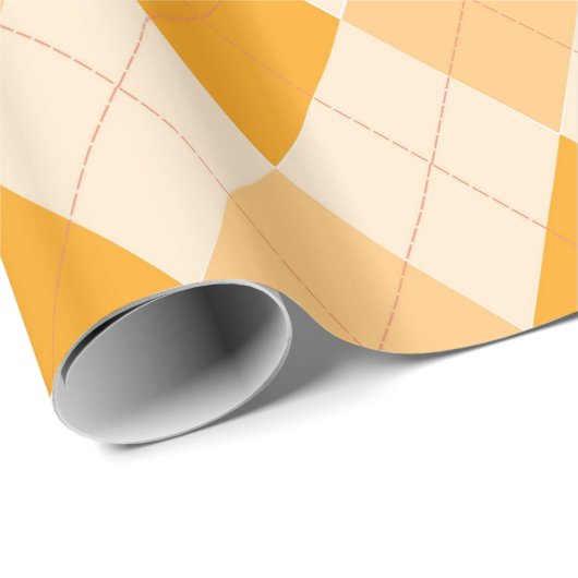 Geometrisch Oranje ontwerp van Argyle Pattern Diam Cadeaupapier (Rol Hoek)