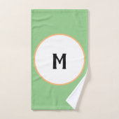 Geometrisch Oranje Sage Green Monogram Bad Handdoek (Handdoek)