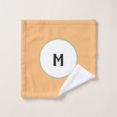 Geometrisch Oranje Sage Green Monogram Bad Handdoek (Wasdoekje)