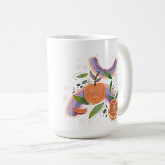 geometrisch oranje zomervruchten koffiemok (Voorkant rechts)