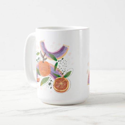 geometrisch oranje zomervruchten koffiemok (Voorkant links)