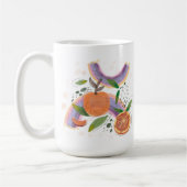 geometrisch oranje zomervruchten koffiemok (Links)