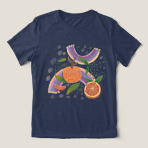 geometrisch oranje zomervruchten Tri-Blend shirt