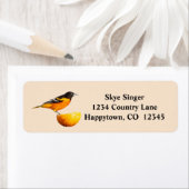 Geometrisch Oriole Bird/Oranje retour adreslabel Etiket (Insitu)