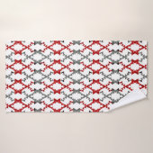 Geometrisch ornament in rood en grijs op wit. badhanddoek (Badhanddoek)