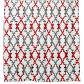 Geometrisch ornament in rood en grijs op wit. douchegordijn (Voorkant)