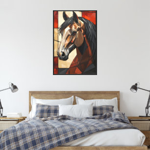 Geometrisch Paard Muur Kunst Cadeau Modern Canvas  Afdruk