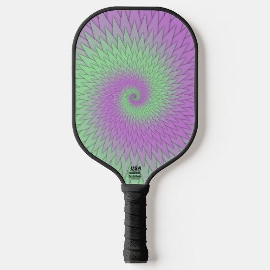 Geometrisch Paars en Groen Pickleball Paddle (Voorkant)