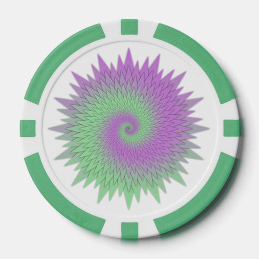 Geometrisch Paars en Groen Poker Chips (Voorkant)