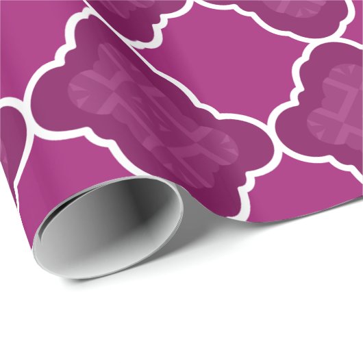 Geometrisch Paars Quatrefoil patroon Cadeaupapier (Rol Hoek)