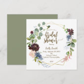 geometrisch paarse blauwe bloemen vrijgezellenfees kaart (Voorkant / Achterkant)