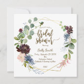 geometrisch paarse blauwe bloemen vrijgezellenfees kaart (Voorkant)