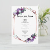 Geometrisch Paarse bloemmenu Menu (Staand voorkant)