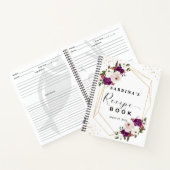 Geometrisch Paarse Blush Roze Bloemen Recept Boek (Binnen)