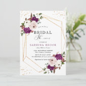 Geometrisch Paarse Blush Roze Bloemen Vrijgezellen Kaart (Staand voorkant)