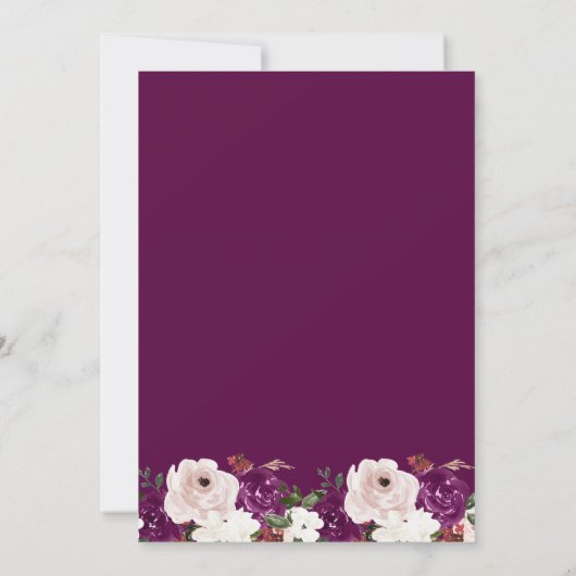 Geometrisch Paarse Blush Roze Bloemen Vrijgezellen Kaart (Achterkant)