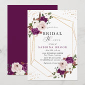 Geometrisch Paarse Blush Roze Bloemen Vrijgezellen Kaart (Voorkant / Achterkant)