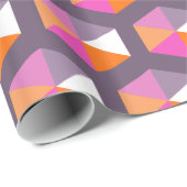Geometrisch Paarse en Oranje zeshoek Cadeaupapier (Rol Hoek)
