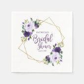 Geometrisch Paarse Gouden Bloemen Vrijgezellenfees Servet (Voorkant)