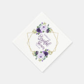 Geometrisch Paarse Gouden Bloemen Vrijgezellenfees Servet (Hoek)