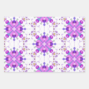 Geometrisch Paarse Roze Blauw Patroon Inpakpapier Vel