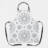 geometrisch pad zwart-wit eenvoudige lijnen schort (Voorkant)