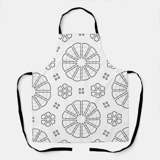geometrisch pad zwart-wit eenvoudige lijnen schort (Voorkant)