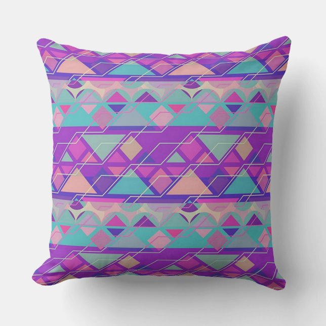Geometrisch Pastel Abstract Patroon Kussen (Voorkant)