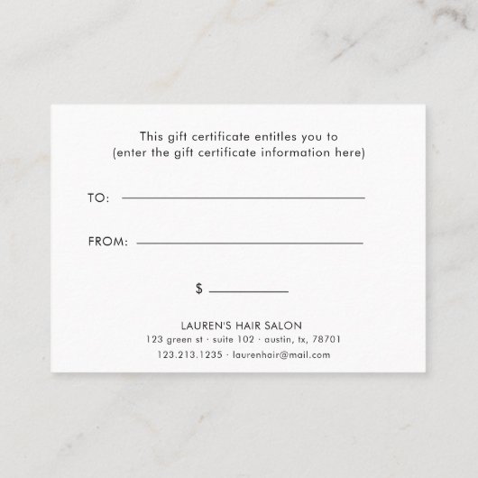 geometrisch pastel modern cadeaucertificaat visitekaartje (Achterkant)