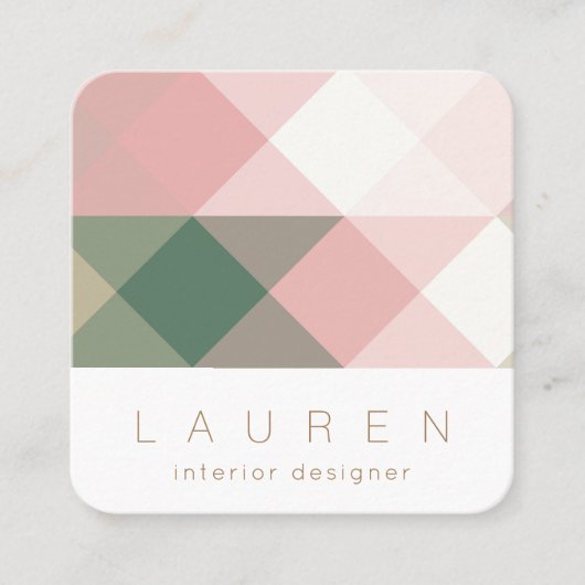 Geometrisch Pastel Modern Minimalistisch Visitekaa Vierkante Visitekaartje (Voorkant)