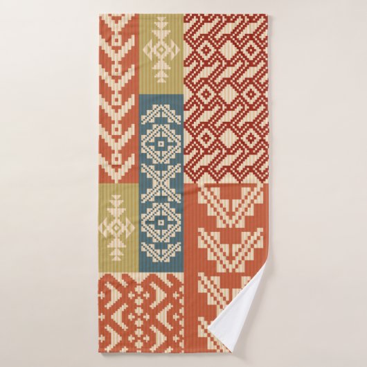 Geometrisch patchwerk voor sierdoeleinden badhanddoek (Badhanddoek)