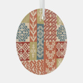 Geometrisch Patchwork Etnaadloos Patroon Glas Ornament (Voorkant Rechts)