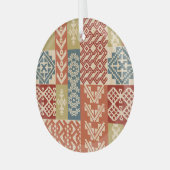 Geometrisch Patchwork Etnaadloos Patroon Glas Ornament (Voorkant links)