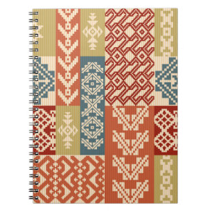 Geometrisch Patchwork Etnaadloos Patroon Notitieboek