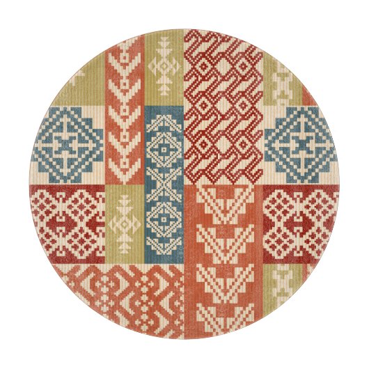Geometrisch Patchwork Etnaadloos Patroon Snijplank (Voorkant)