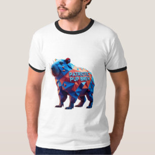 Geometrisch 'Patriottische Puppy Brouw' Futuristis T-shirt