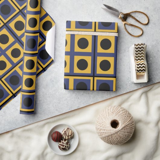 Geometrisch Patronenvierkant Cirkel Modern Cadeaupapier (Crafts)