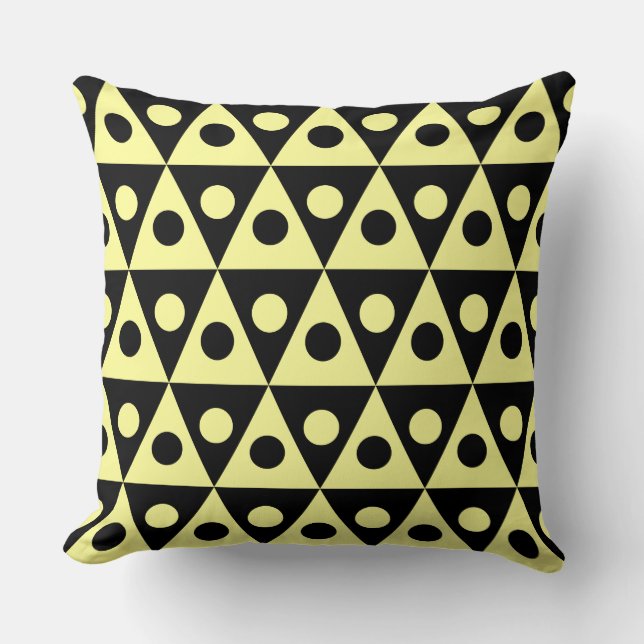 Geometrisch patroon 260514 - Chalk Yellow on Black Kussen (Voorkant)
