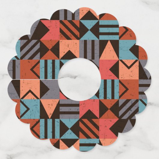 Geometrisch patroon 28 wijnglaslabel (Achterkant)