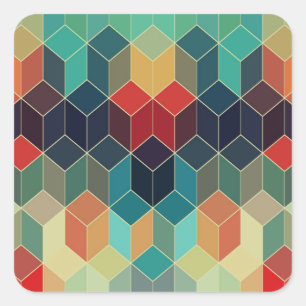 Geometrisch patroon 2 van kleurrijke kubussen vierkante sticker