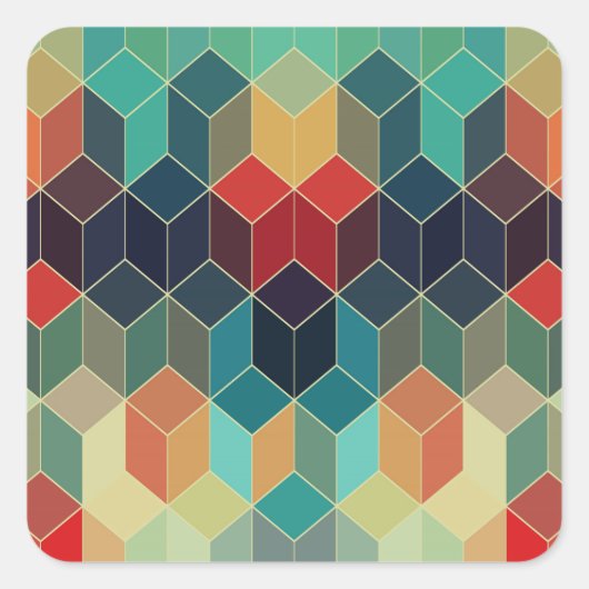 Geometrisch patroon 2 van kleurrijke kubussen vierkante sticker (Voorkant)