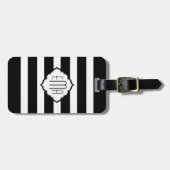 Geometrisch patroon 2 van zwarte en witte strepen bagagelabel (Voorkant horizontaal)