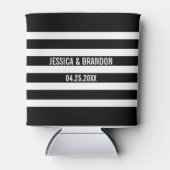 Geometrisch patroon 2 van zwarte en witte strepen blikjeskoeler (Voorkant)