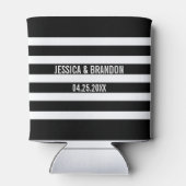 Geometrisch patroon 2 van zwarte en witte strepen blikjeskoeler (Achterkant)