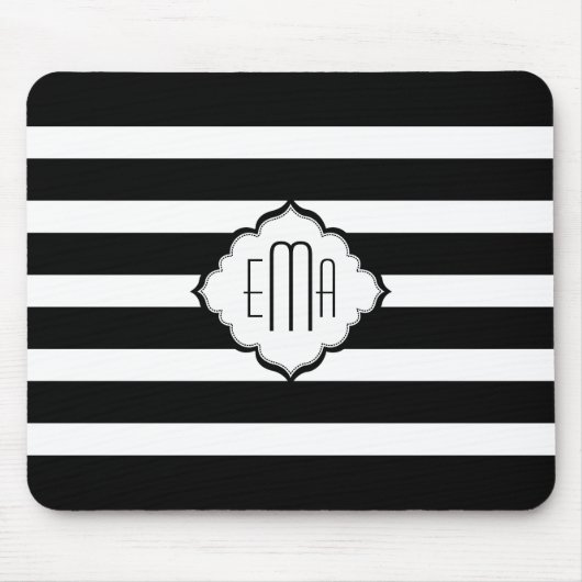 Geometrisch patroon 2 van zwarte en witte strepen muismat (Voorkant)
