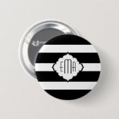 Geometrisch patroon 2 van zwarte en witte strepen ronde button 5,7 cm (Voorkant /achterkant)
